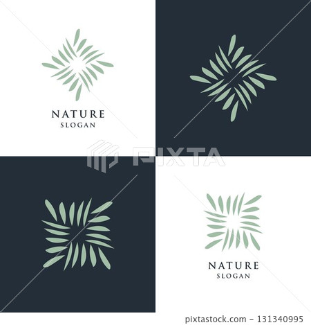 Nature leaves icon logo abstract modern pattern eco graphic design 131340995