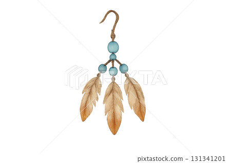Isolated indigenous earring with feathers for Indigenous Peoples Day 131341201