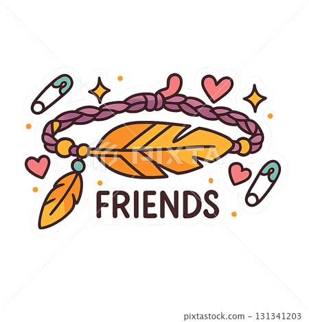 Friendship bracelet with feather and safety pins, Indigenous Peoples Day, background. Isolated on transparent background Friendship bracelet with feather and safety pins, Indigenous Peoples Day, background. Isolated on transparent background 131341203