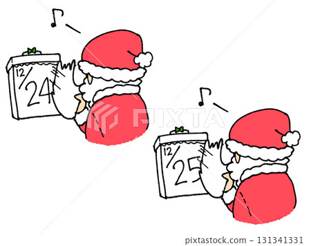 Santa Claus turning over a daily calendar 131341331