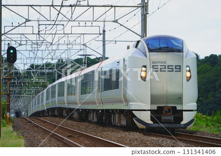 漂浮在多雲天空中的特快列車:成田特快的鐵路照片 漂浮在多雲天空中的特快列車:成田特快的鐵路照片 131341406