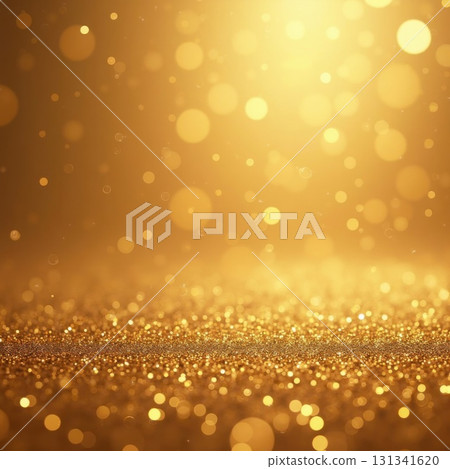 Rich Golden Glitter Surface with Soft Bokeh Lights sparkle 131341620