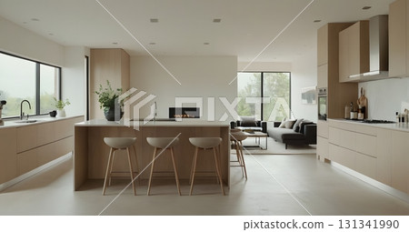 living room, kitchen, modern 131341990