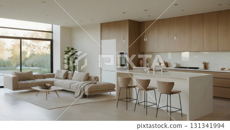 living room, kitchen, modern 131341994