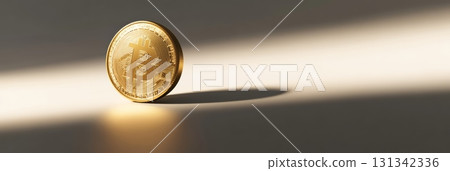 Golden bitcoin stands on a reflective surface, illuminated by a bright ray of light, symbolizing the growing interest in cryptocurrency investment and the future of finance Golden bitcoin stands on a reflective surface, illuminated by a bright ray of light, symbolizing the growing interest in cryptocurrency investment and the future of finance 131342336