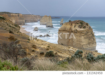 View of landscape and seascape the Twelve Apostles location is beautiful good view point at great ocean road australia 131342450