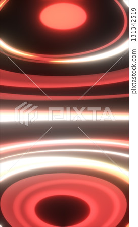 Glowing concentric red and white rings radiating in a symmetrical pattern with a soft neon light effect Glowing concentric red and white rings radiating in a symmetrical pattern with a soft neon light effect 131342519