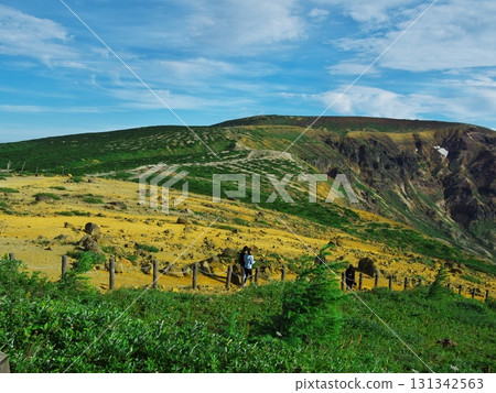 View of the Zao mountain range's horseback from Zao Okama Observatory in summer 131342563