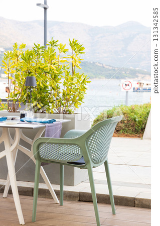 Seaside resort restaurant table in Croatia, Europe 131342585