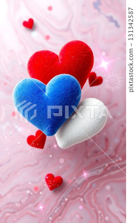 Patriotic Velvet Hearts Shimmering Red, White and Blue 41-2 131342587