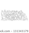 group of people standing together illustration vector hand drawn with black lines 131343179