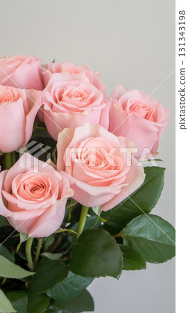 Beautiful bouquet of pink roses creating a romantic atmosphere perfect for valentine's day, mother's day, or any special occasion celebrating love and affection Beautiful bouquet of pink roses creating a romantic atmosphere perfect for valentine's day, mother's day, or any special occasion celebrating love and affection 131343198