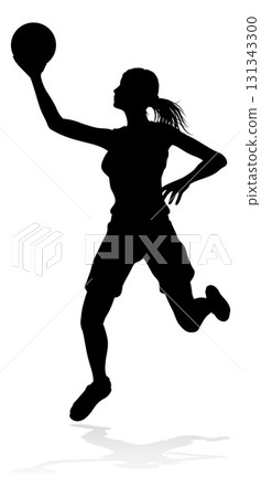 Silhouette Woman Female Sports Basketball Player 131343300