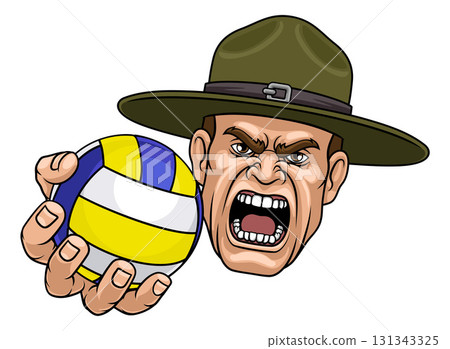 Drill Instructor Sergeant Volleyball Sports Mascot Drill Instructor Sergeant Volleyball Sports Mascot 131343325