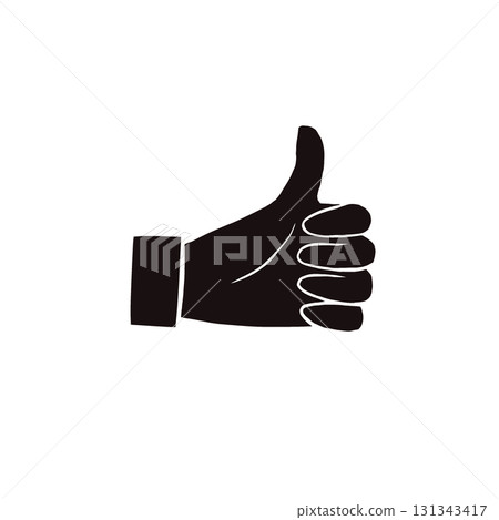 Hand making a like/good sign black silhouette 131343417