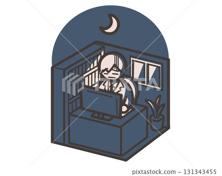 男辦公室職員工作到深夜 131343455