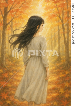 秋葉與柔和氛圍的女人 131343580