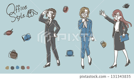 工作中的女職員簡單可愛的插圖素材 131343835