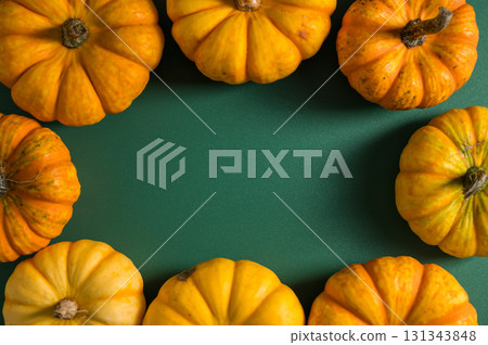 Autumn pumpkins squashes. Thanksgiving day or Halloween concept. Autumn background Autumn pumpkins squashes. Thanksgiving day or Halloween concept. Autumn background 131343848