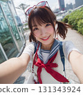 Cute Japanese high school students 131343924