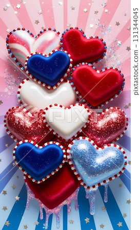 Americana Sparkle Hearts Candy-Coated Freedom 45-11 131344045