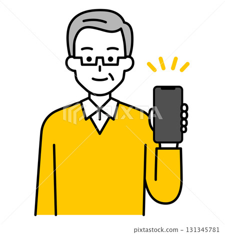 Elderly man holding a smartphone in his hand Elderly man holding a smartphone in his hand 131345781