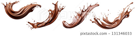 Flowing splashes of creamy chocolate 131346033