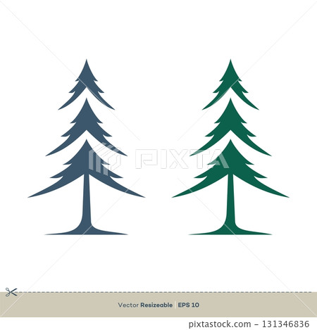 Yew or Pine Tree Icon Vector Logo Template Illustration Design 131346836