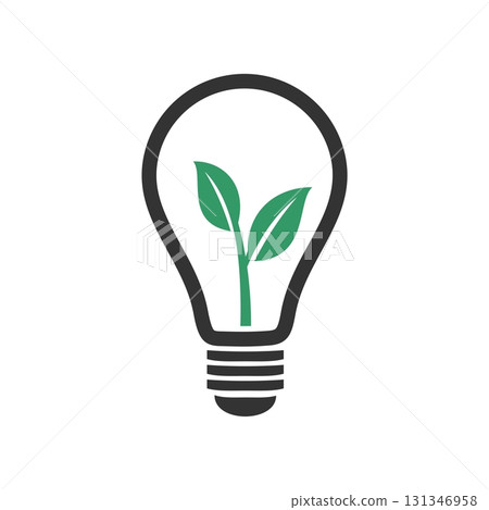 Light Bulb Lamp Natural Leaf Logo Template Illustration Design. Vector EPS 10. 131346958