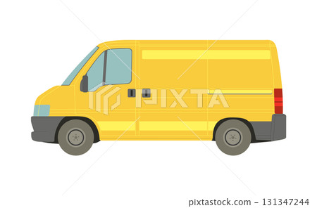 Large yellow van on a white background - Vector 131347244