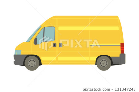 Large yellow van on a white background - Vector Large yellow van on a white background - Vector 131347245