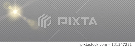 Bright sun with glare on a transparent background - Vector Bright sun with glare on a transparent background - Vector 131347251
