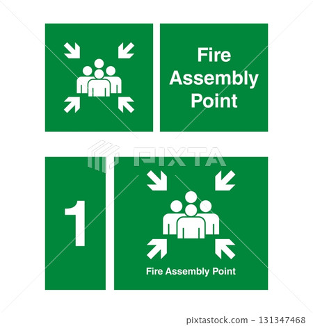 Fire Assembly Point Vector Signage Illustration Design. Vector EPS 10. Fire Assembly Point Vector Signage Illustration Design. Vector EPS 10. 131347468
