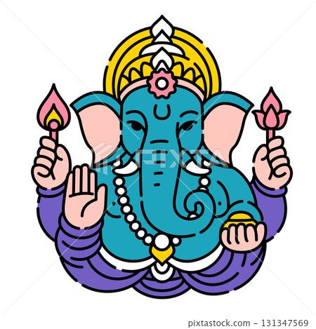 Illustration of Hindu Traditional God Ganesha 131347569