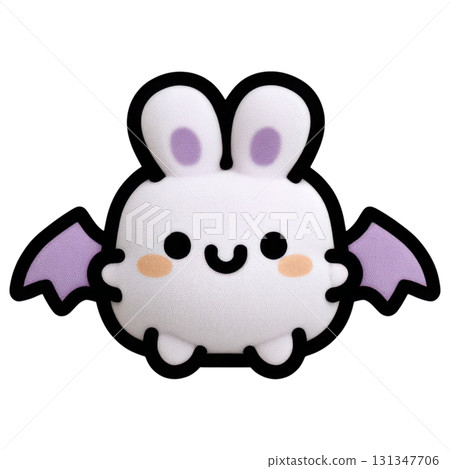 Cute Halloween themed bunny with bat wings and cheerful expression, perfect for festive decorations or designs 131347706