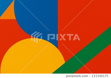 Geometric, abstract, pop graphics in primary colors 131348175