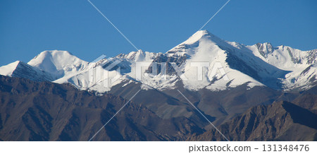 Snow covered peaks of the Zanskar Range, view from Leh, India. Snow covered peaks of the Zanskar Range, view from Leh, India. 131348476