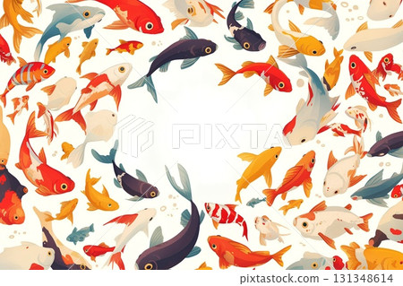 Background illustration of summer image of goldfish swimming 131348614