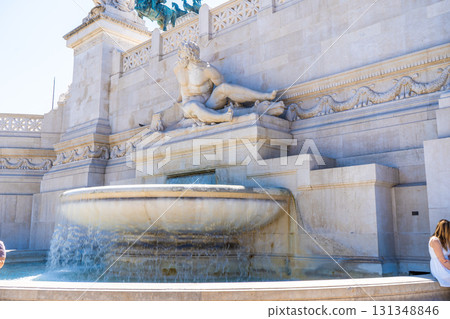 Tyrrhenian Fountain at the Monument to Vittorio Emanuele II, Piazza Venezia, Rome, Italy 131348846