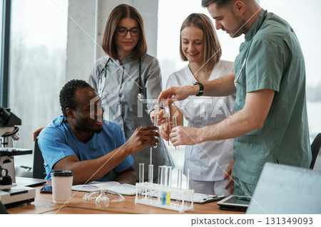 Cheerful facial expression. Group of doctors are together indoors 131349093