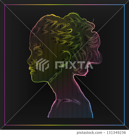 Creative gradient silhouette of a girl. Template for interior, print, decoration and creative idea 131349236