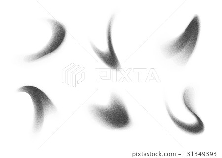 Dotted gradient with pattern of grain noise isolated on white background. Abstract vector stipple shapes of paint brushstrokes. Dusty charcoal shadows and fluid splashes. 131349393