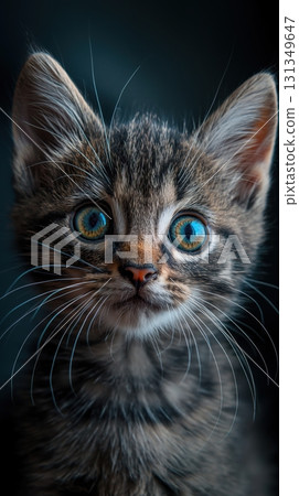 A kitten with blue eyes is staring at the camera A kitten with blue eyes is staring at the camera 131349647