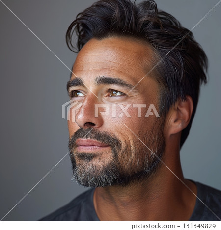 A man with a beard and a mustache looking at the camera 131349829