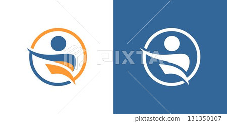 Person in circle round icon logo abstract human isolated graphic Person in circle round icon logo abstract human isolated graphic 131350107