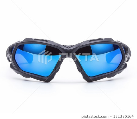 A pair of sunglasses with blue lenses A pair of sunglasses with blue lenses 131350164