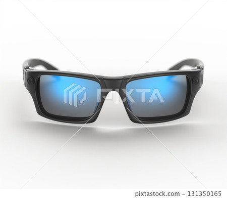 A pair of sunglasses with blue lenses A pair of sunglasses with blue lenses 131350165