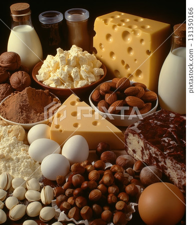 A variety of food items including nuts, cheese A variety of food items including nuts, cheese 131350166