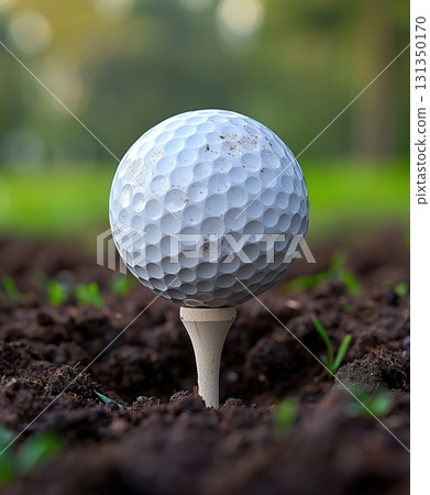 A golf ball is sitting in a hole in the ground A golf ball is sitting in a hole in the ground 131350170