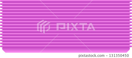 A set of partially rolled-down pink window blinds create a horizontal striped pattern. 131350450